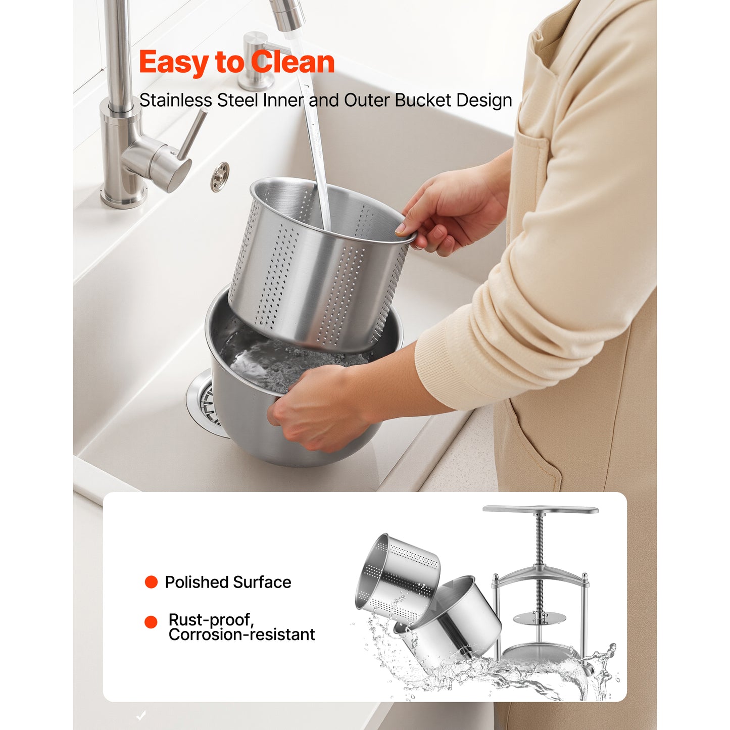 Stainless Steel Fruit Wine Press 0.8 Gallon Juice Maker for Home Brewing