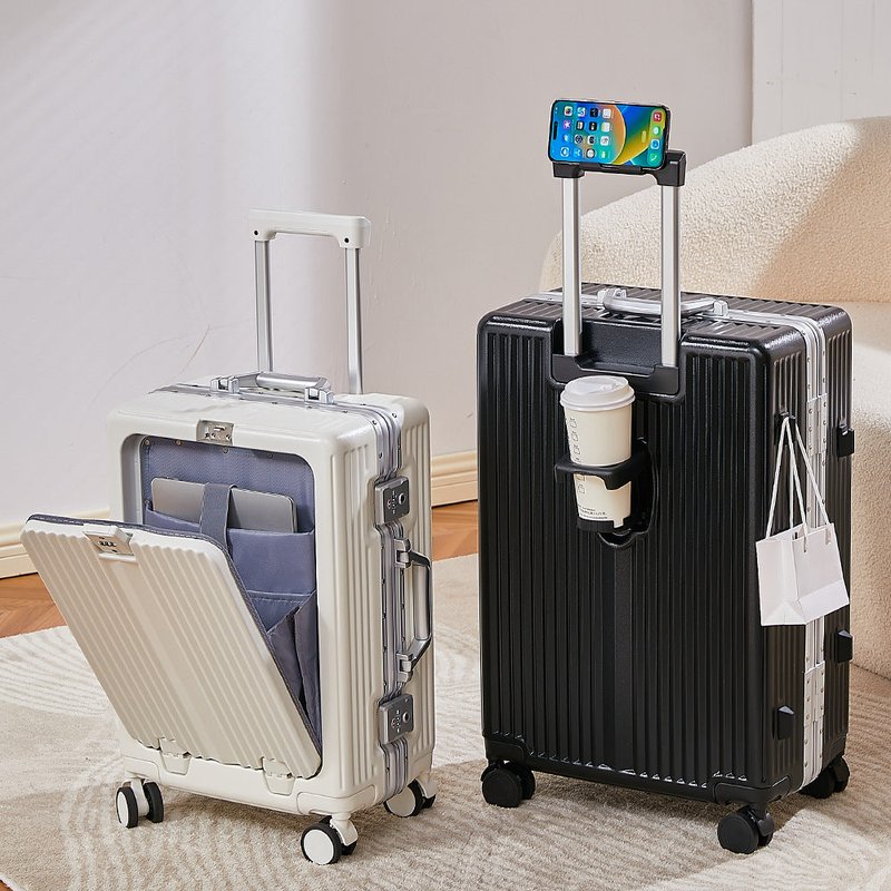 Multi-Functional Hard Shell Travel Suitcase with Water-Resistant Polycarbonate Frame
