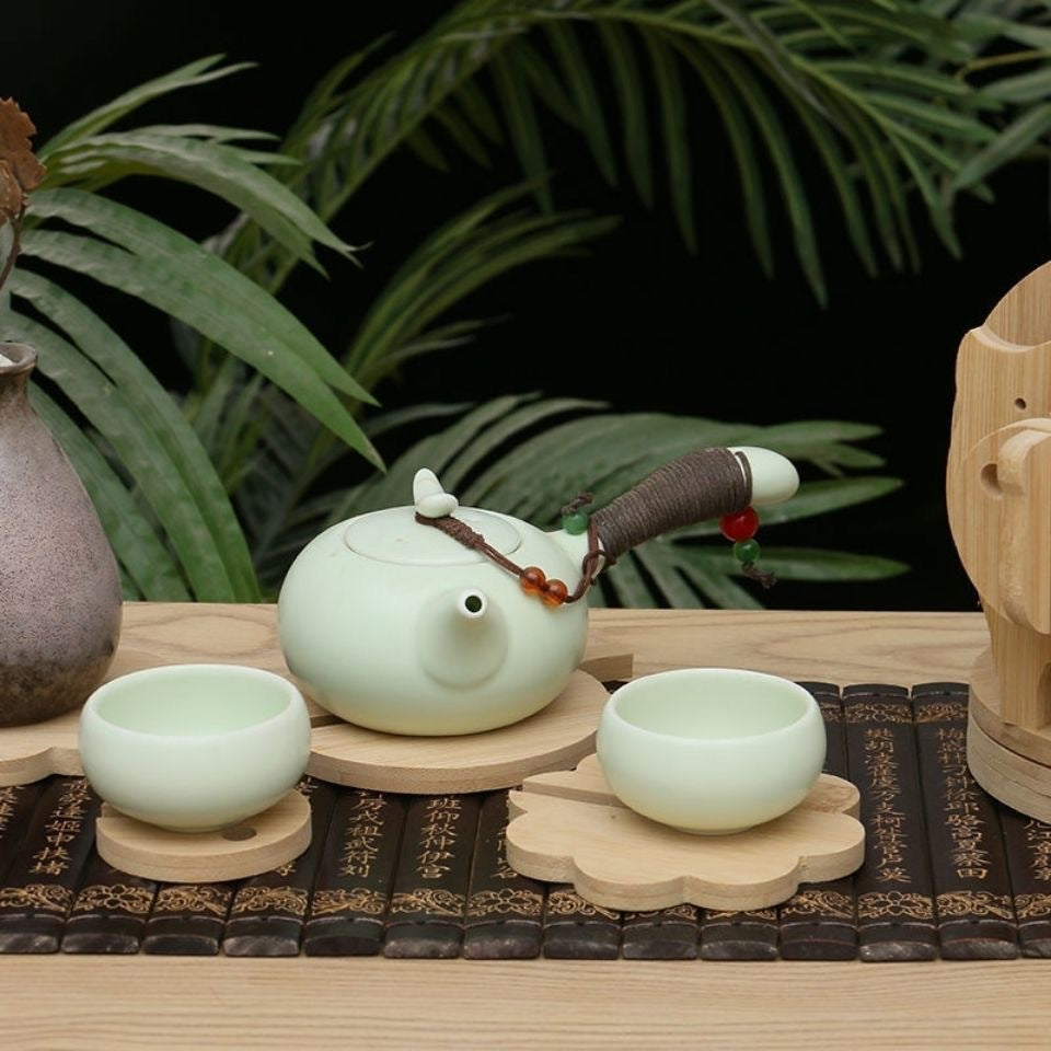 Waterproof Decorative Coaster with Lucky Elephant Ruyi Design - Bamboo Material