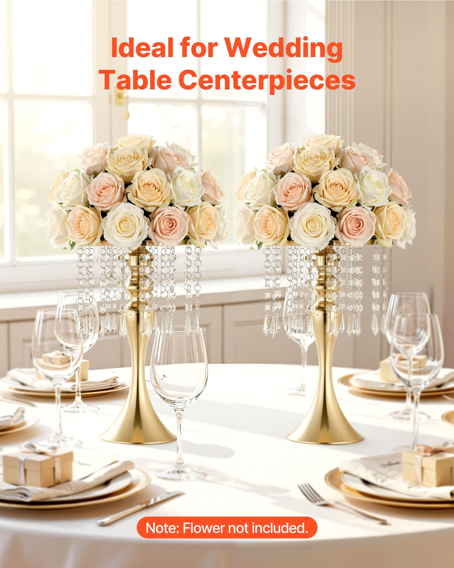 20 Pack Tall Wedding Flower Vases - Gold Electroplated Centerpieces for Events