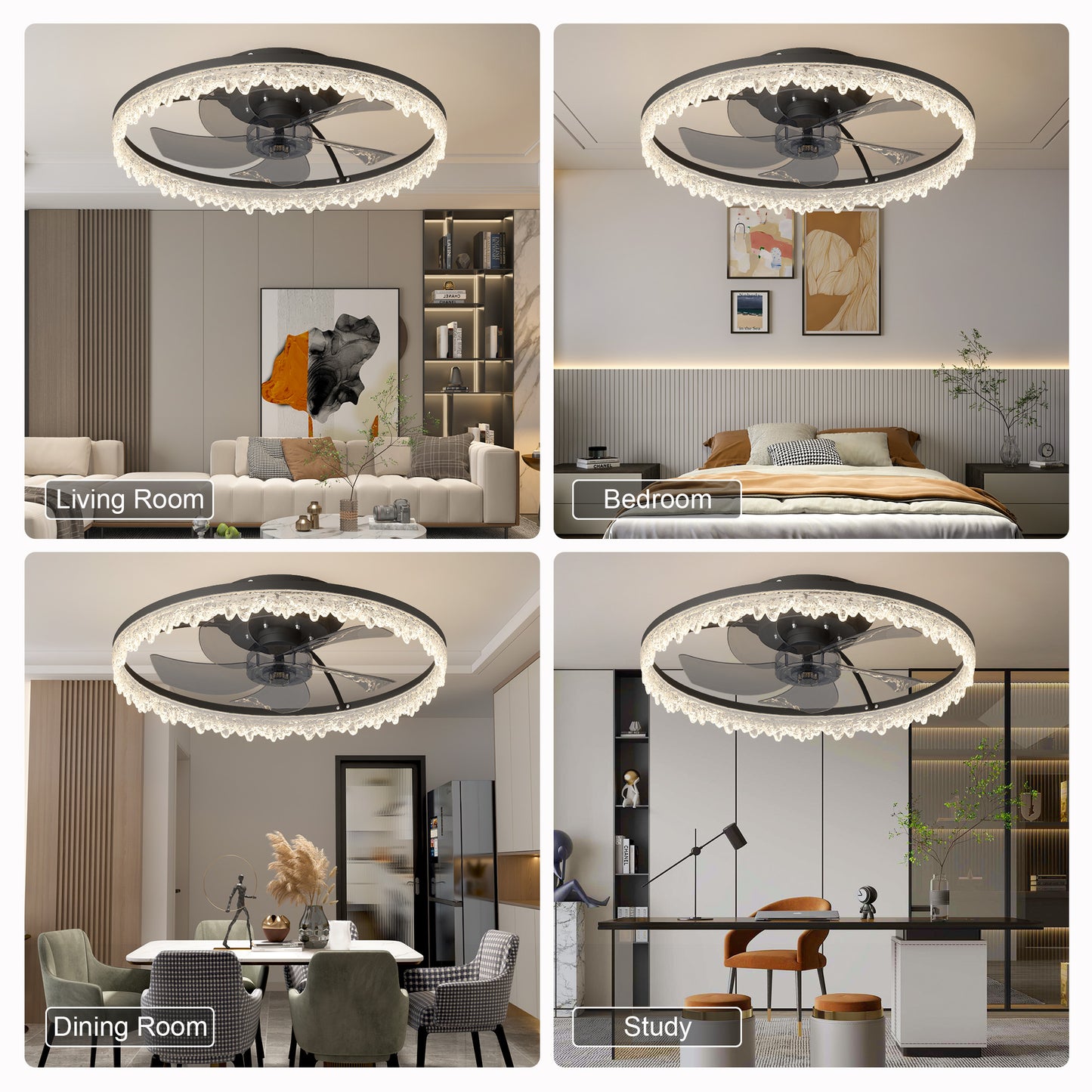 20-Inch Smart Flush Mount Ceiling Fan with LED Light & Remote Control