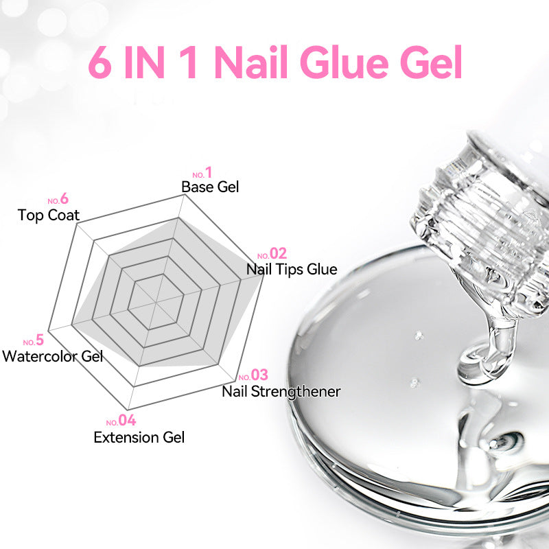 Six-in-One Gel Nail Polish Kit with Extension Function - Long-Lasting UV/LED Topcoat & Base Coat