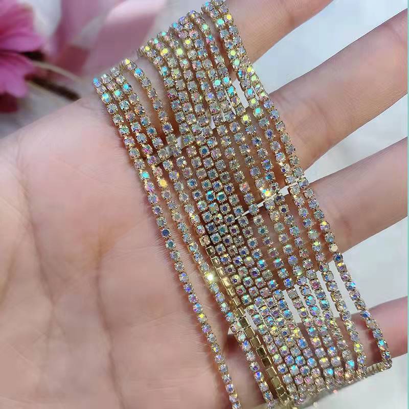 Rhinestone Chain for Jewelry Making and Craft Decor - Silver & Platinum Variants