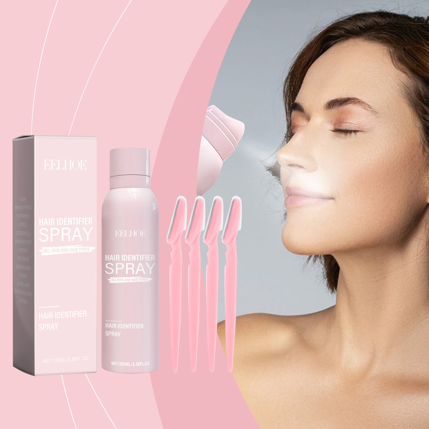 Hydrating Facial Cleansing Spray with Eyebrow Pencil Set - Moisturizing & Refreshing