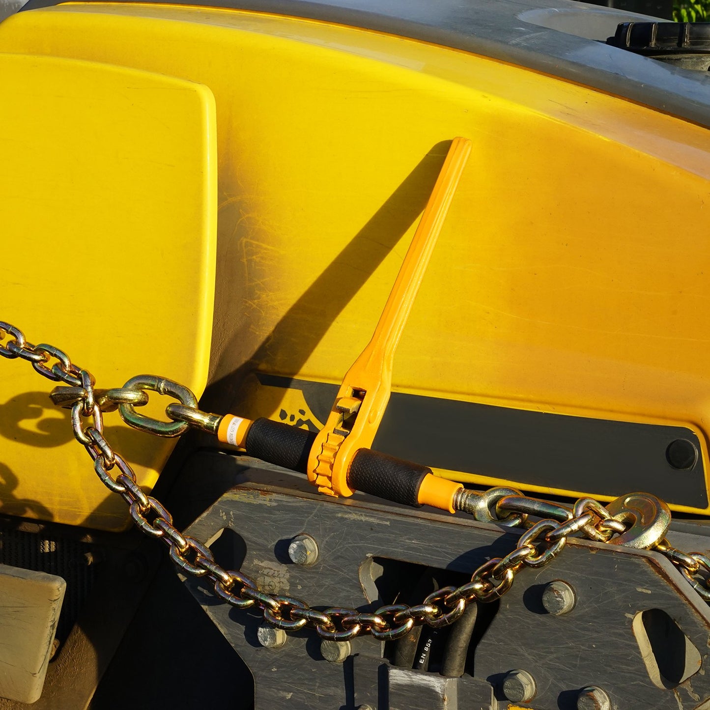 Heavy Duty Chain and Ratchet Load Binder Kit - 3/8-inch x 10 ft Chain, Yellow