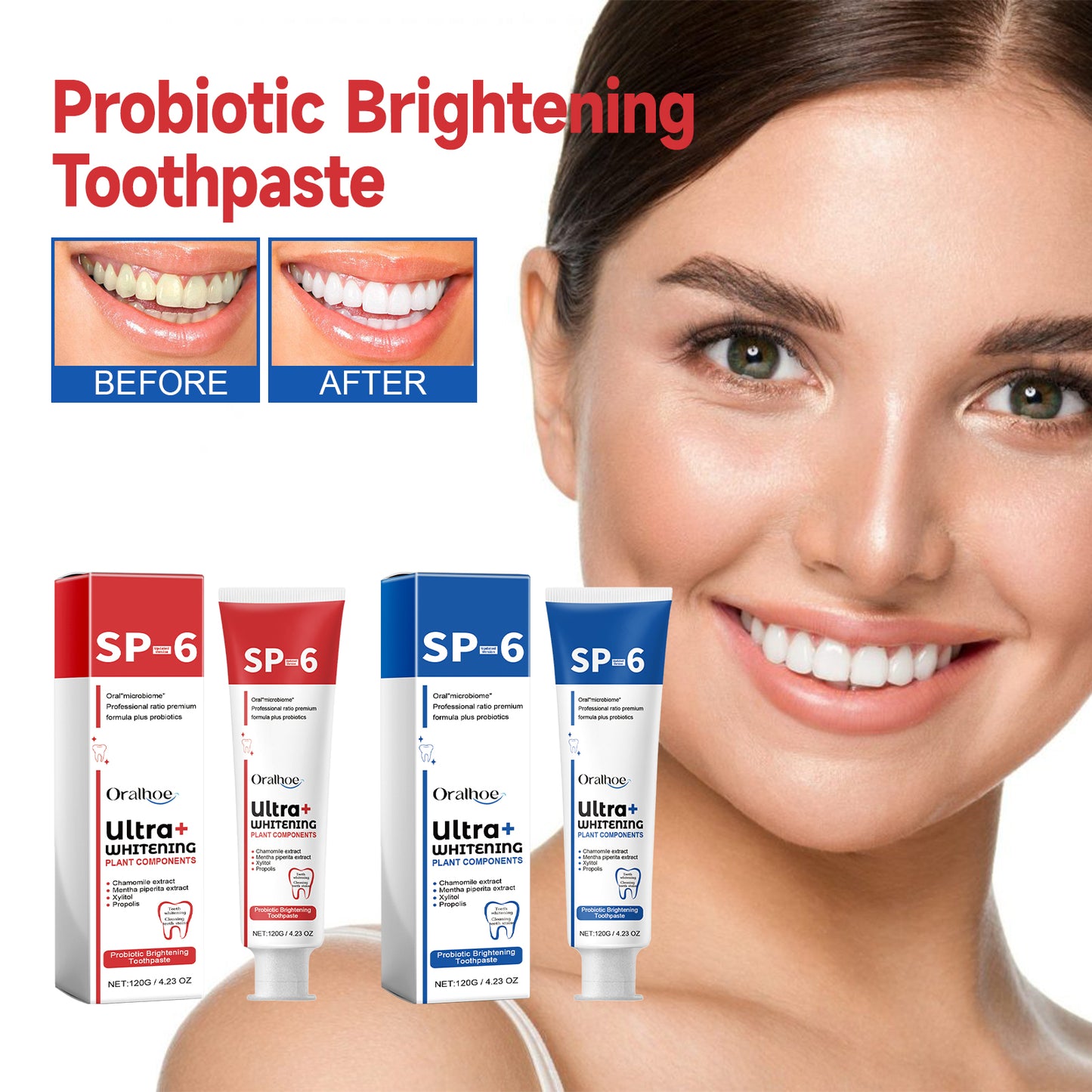 Probiotic Whitening Toothpaste 120g Blue Edition - Deep Clean & Brighten Teeth
