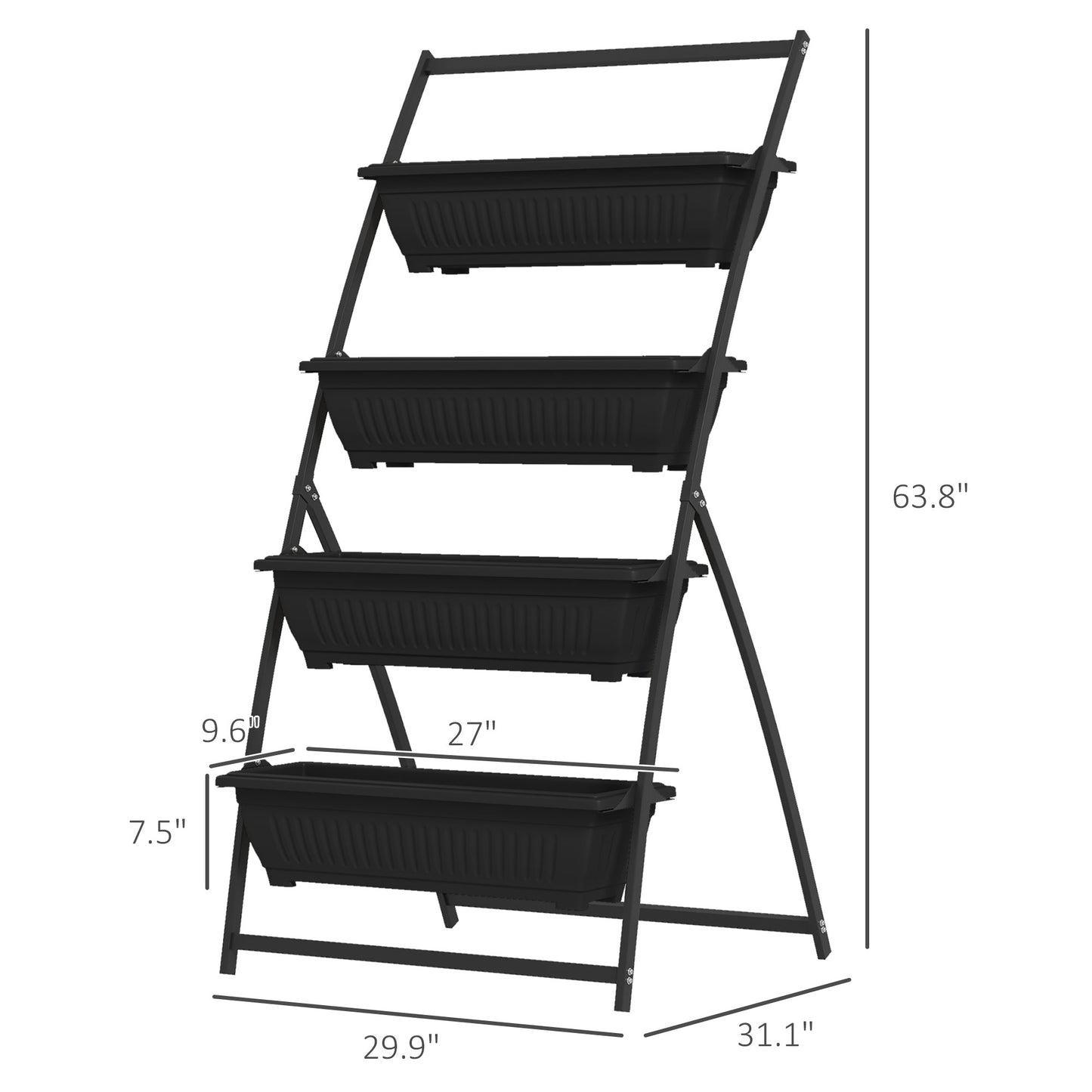 4-Tier Vertical Plant Stand for Vegetables & Flowers - Black
