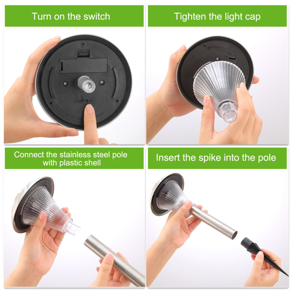 Solar Powered Color Changing Path Lights - 4 Pack, IP44 Waterproof