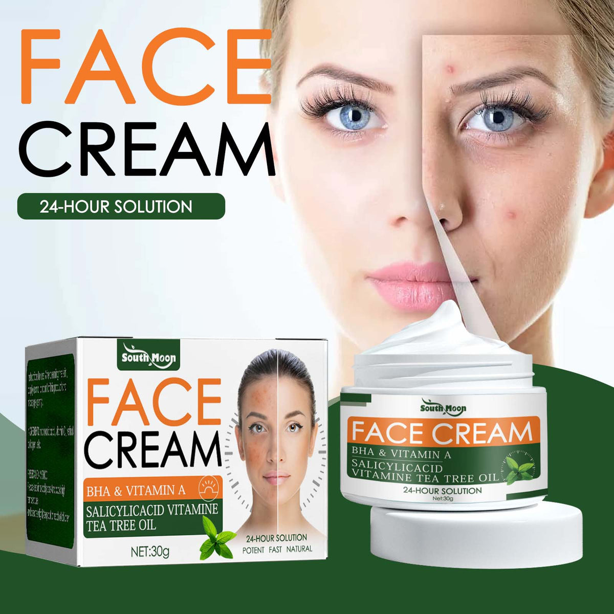 Acne Spot Treatment Cream with Tea Tree Oil - 30g Facial Acne Care