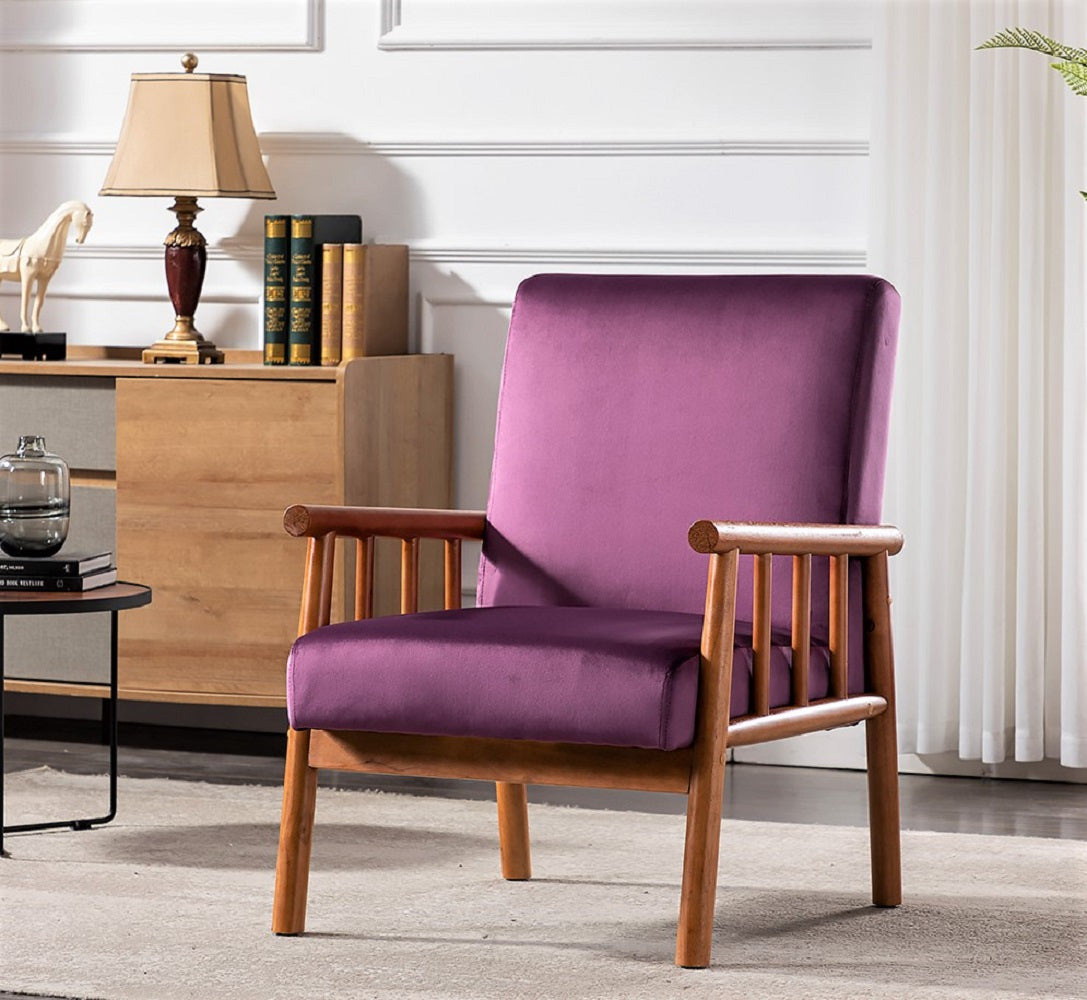 25 Wide Classic Mid-Century Modern Arm Chair, Eggplant