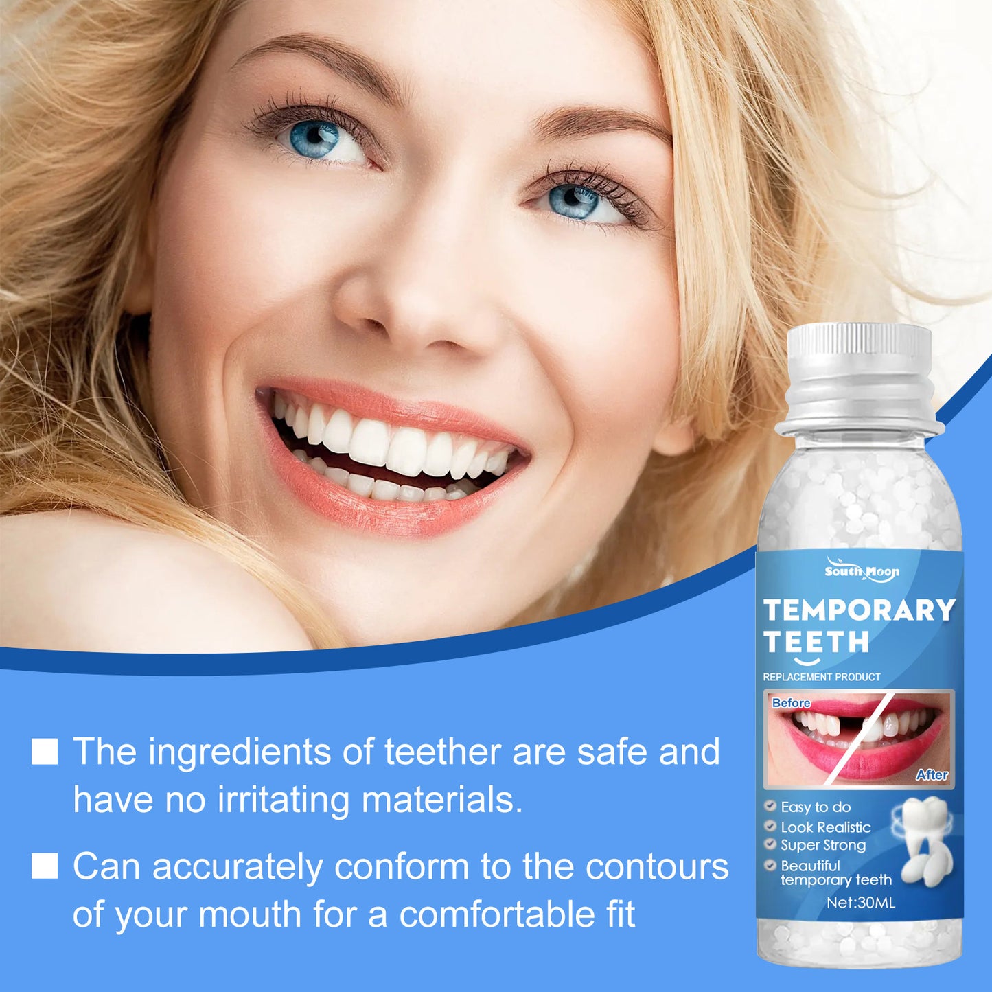 Temporary Tooth Repair Kit - Moldable Dental Filling Gel for Missing Teeth