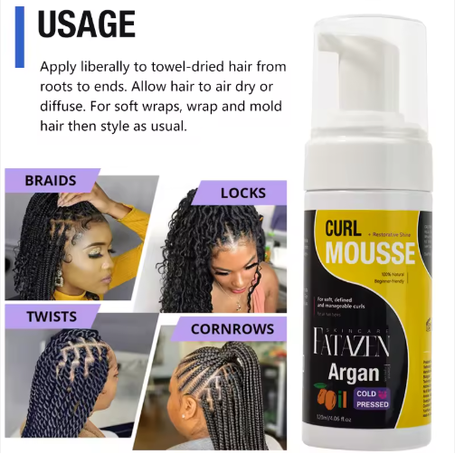 Natural Hair Styling Mousse - Strong Hold & Volumizing - 120ml