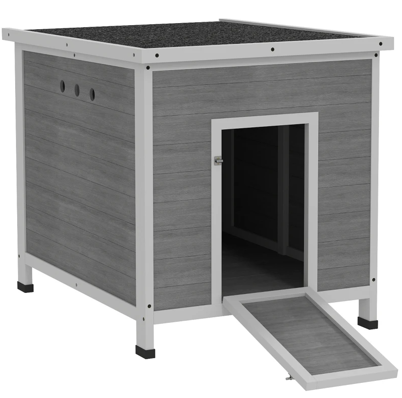 Wooden Duck House with Openable Roof and Removable Floor - Light Grey