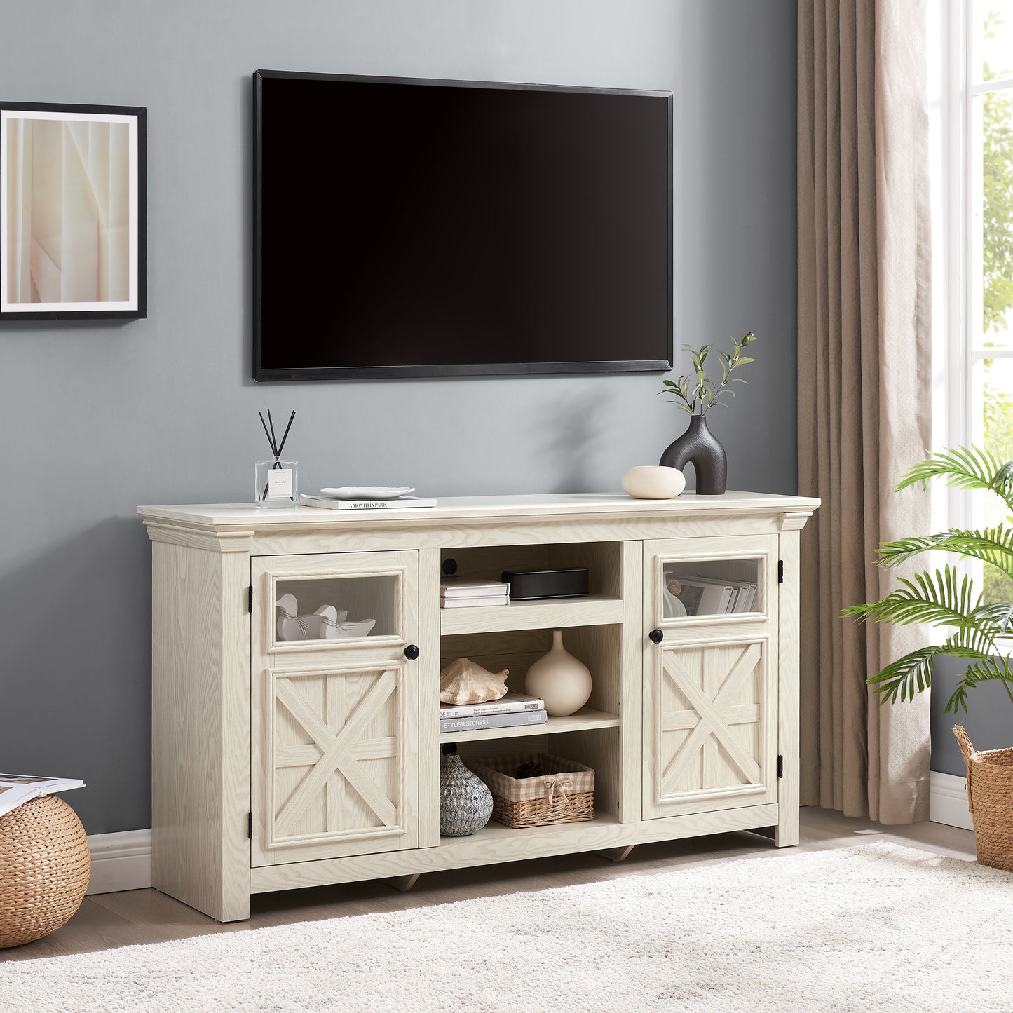 2 Doors Cabinet Farmhouse Cabinet, TV Stand Barn Design,Modern Media