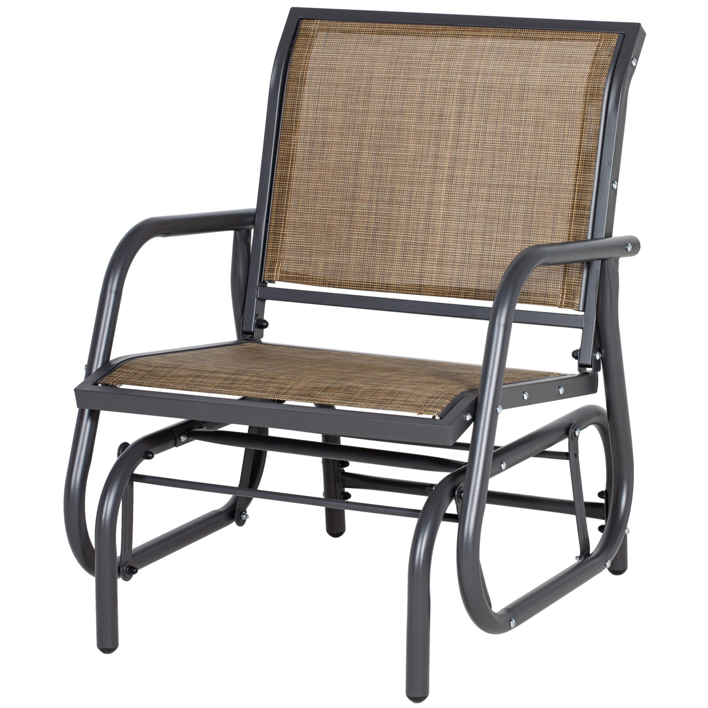 Outdoor Glider Chair with Curved Armrests - Light Mixed Brown