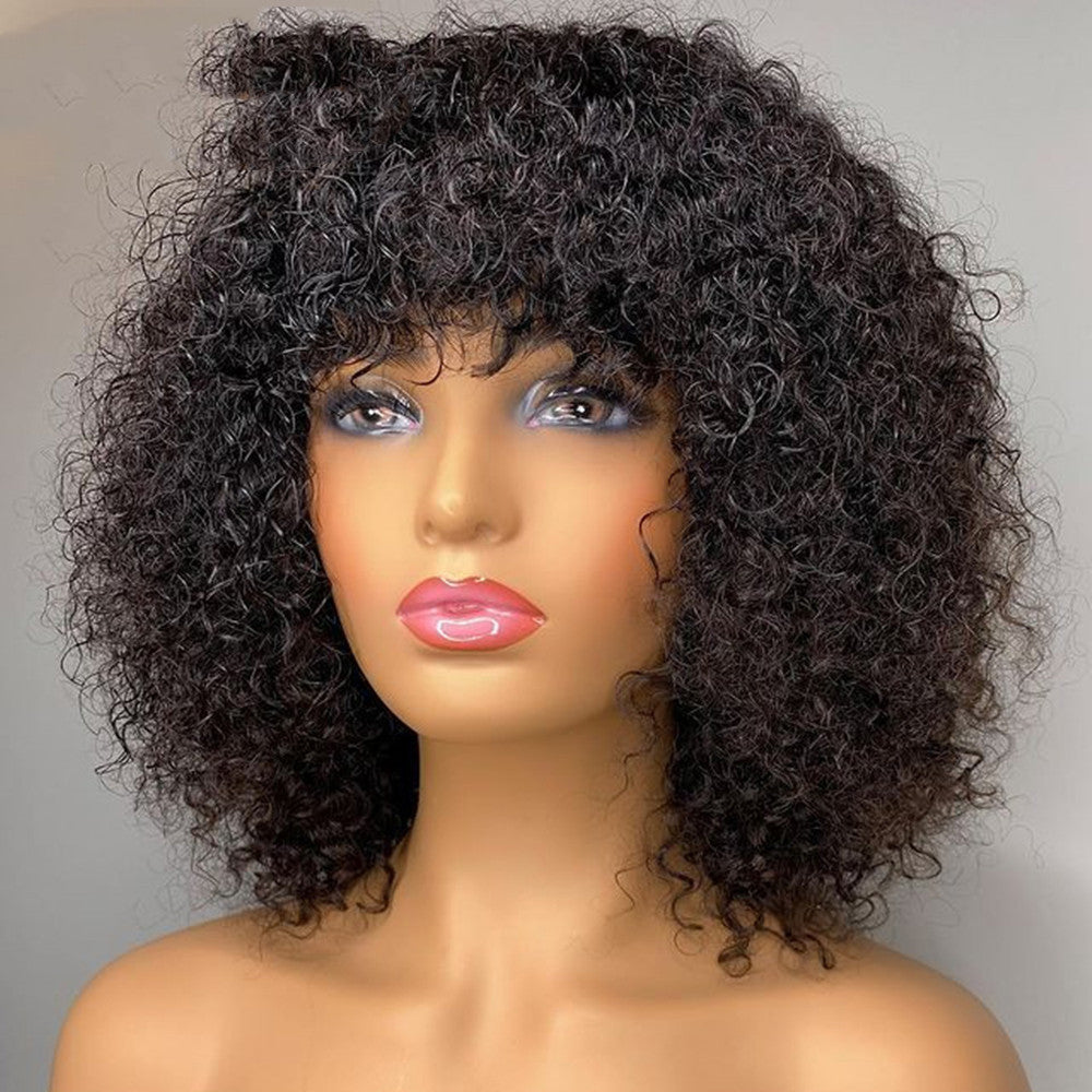 Ladies Short Curly Wigs with Long Hair - African Style Synthetic Wig