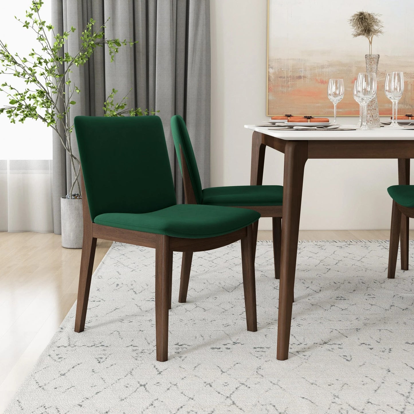 Laura Mid-Century Modern Solid Wood Dining Chair Set Of 2