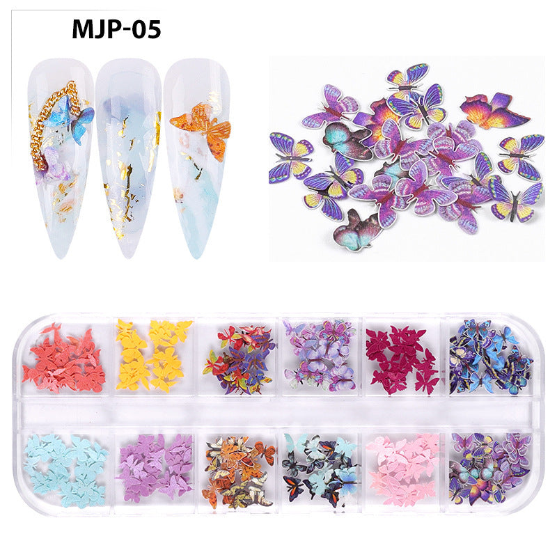 Nail Art Ornament Set - Wood Pulp Butterfly & Flower Design