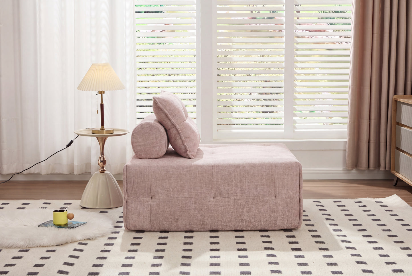 Modular Sectional Sofa with Adjustable Backrest - 39.37" Pink