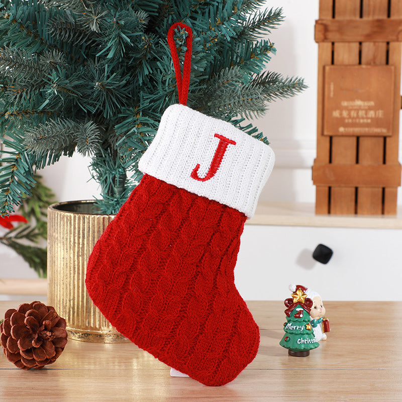 Christmas Stockings Decorative Wool Knitted Socks - Creative Tree Pendant