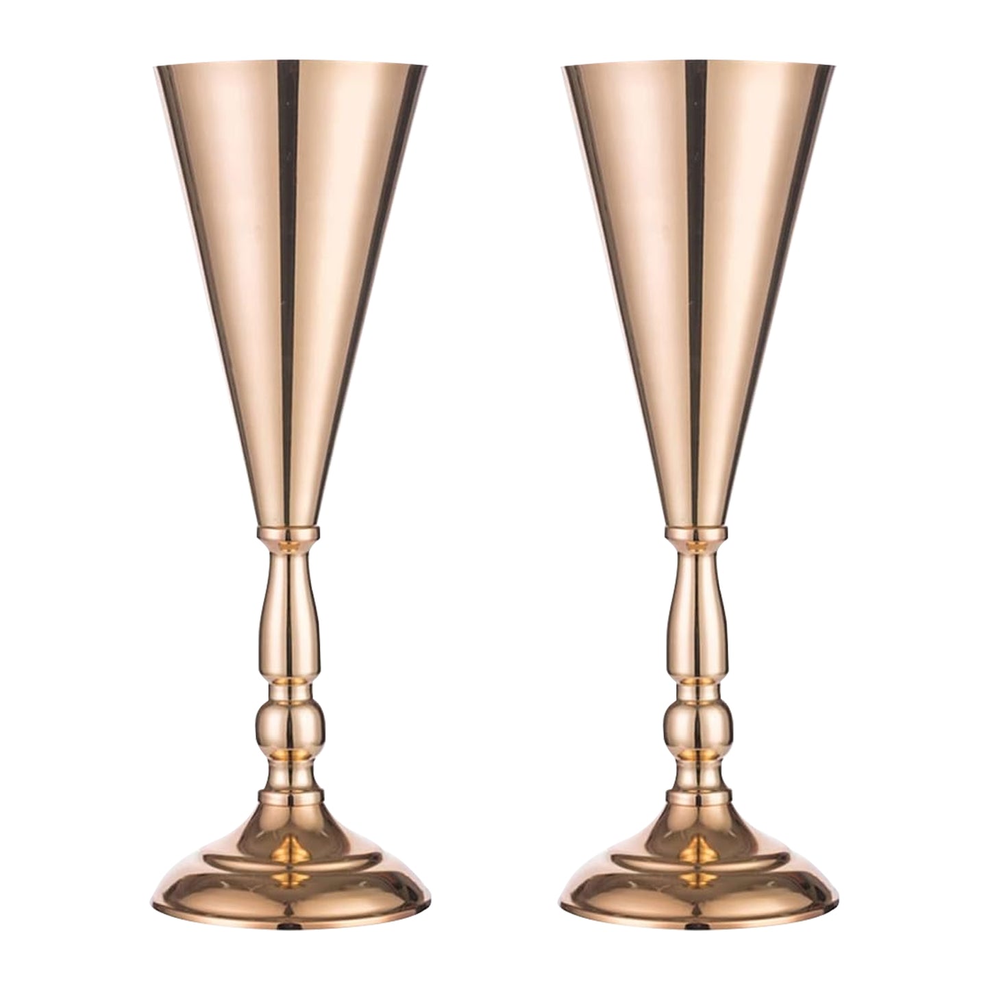 10 Pcs Gold Metal Flower Trumpet Vases for Weddings