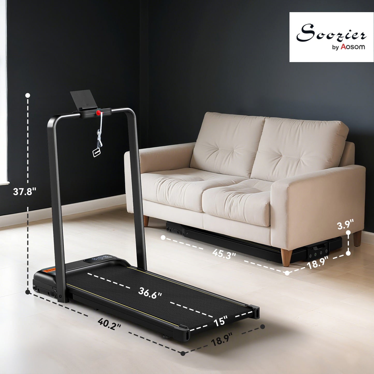 Foldable Under Desk Treadmill with Remote Control & LED Display