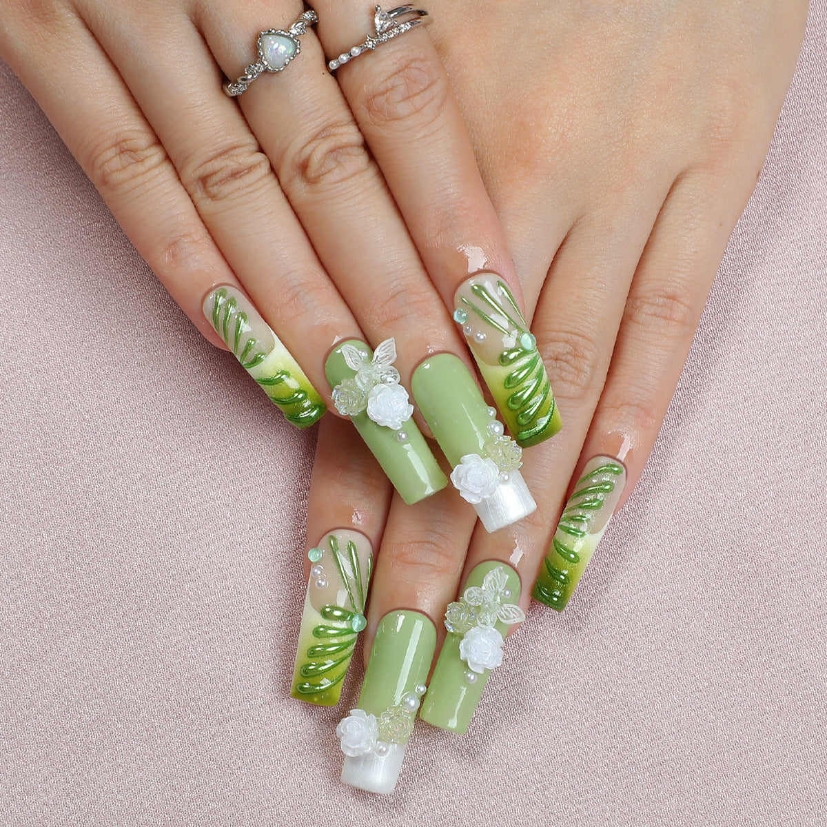 Heavy Industry Heart Shape Nail Art Kit with Diamond and Jelly Glue - Handmade Wear