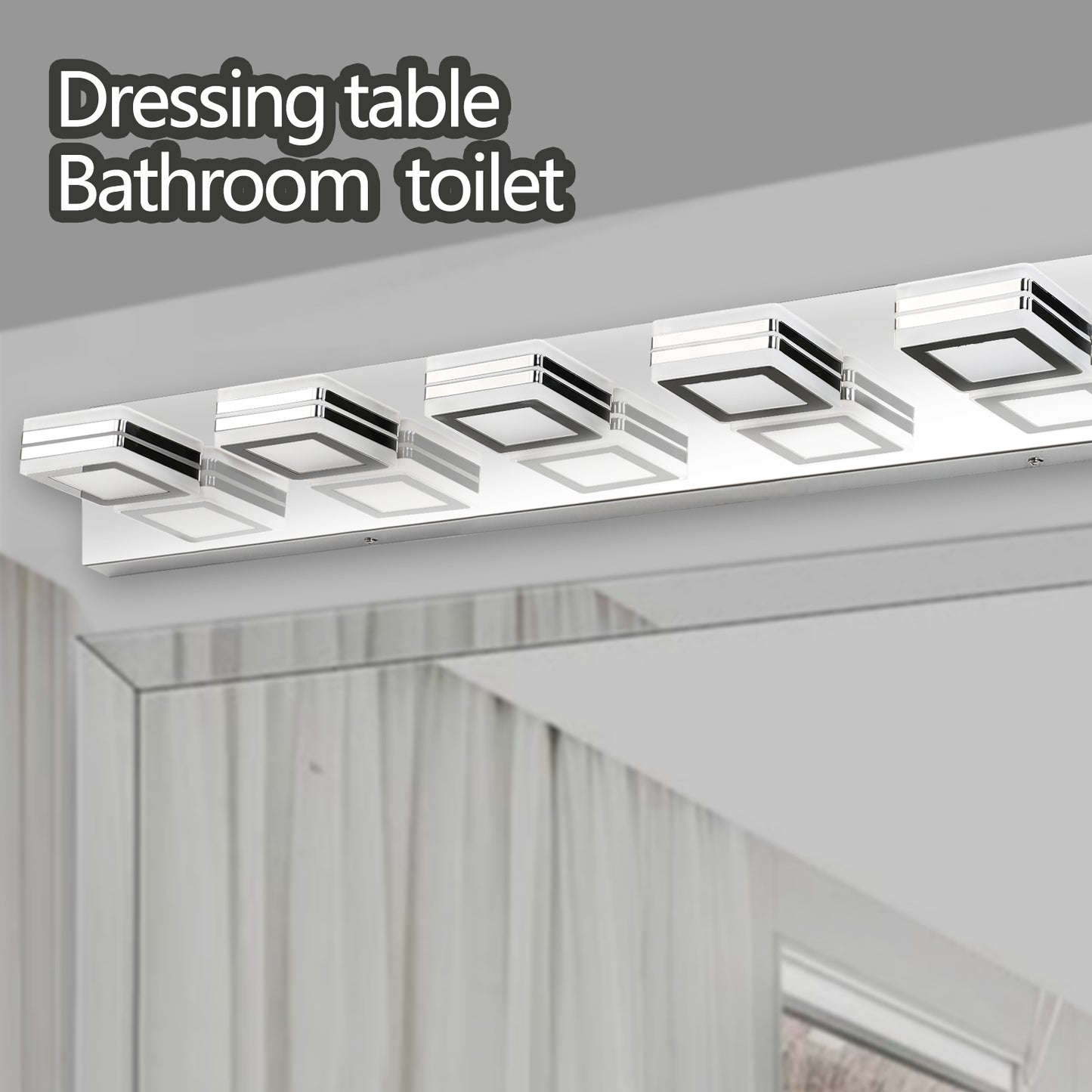 39-Inch Modern Chrome LED Vanity Light with Acrylic Lampshades