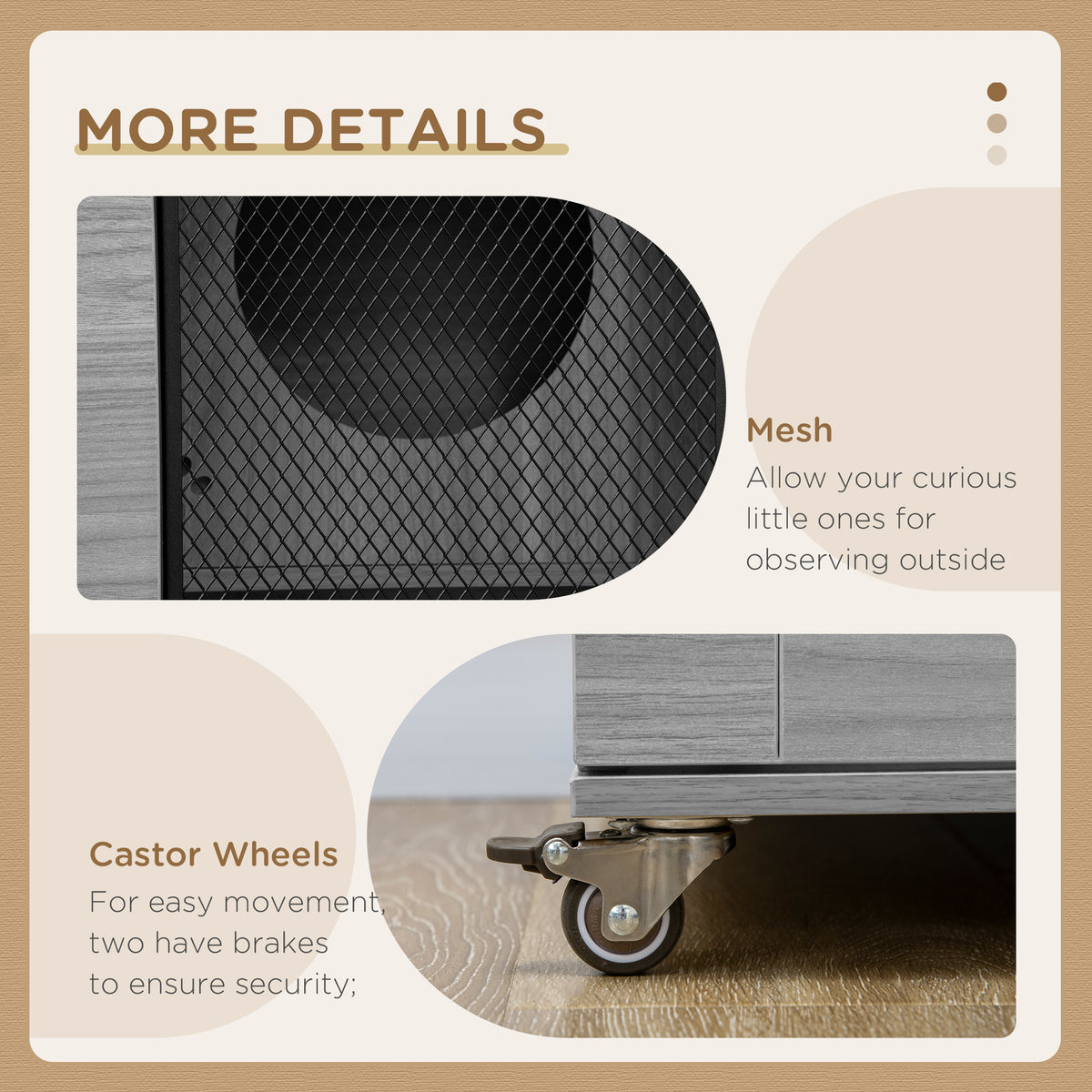 Cat Tree with Scratching Post & Wheels - Gray Pet Furniture