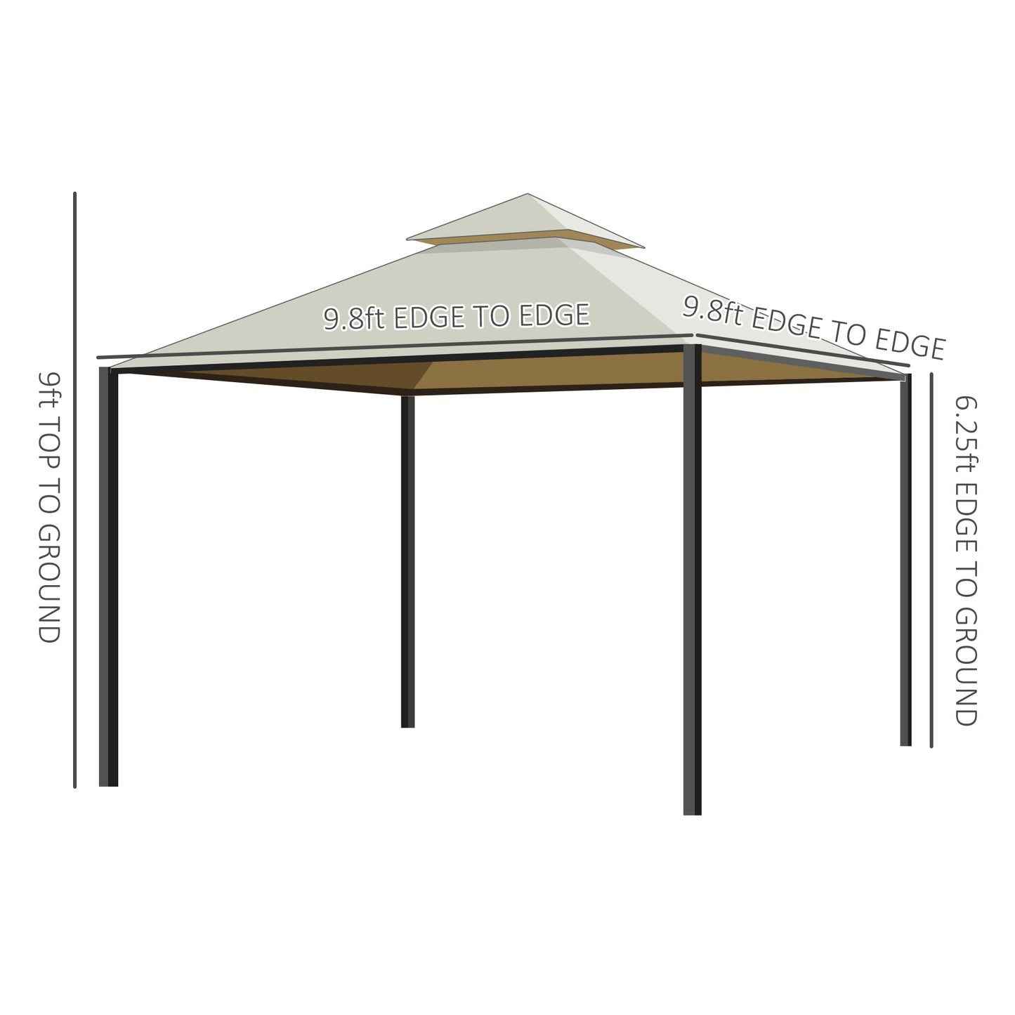 10x10 Steel Outdoor Patio Gazebo with Polyester Curtains
