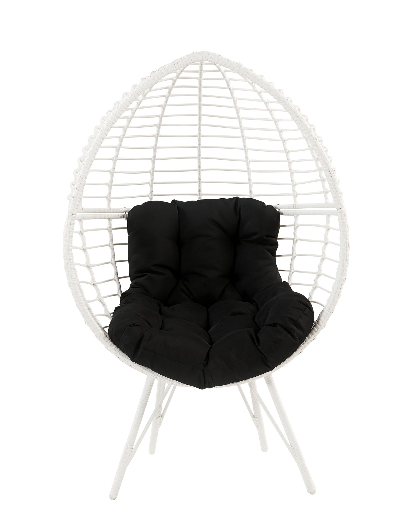 Black Fabric & White Wicker Patio Lounge Chair - Outdoor Seating