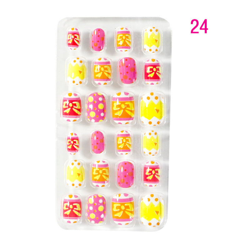 Children's Nail Art Stickers Patch Set - 24-Piece Kids Nail Tips