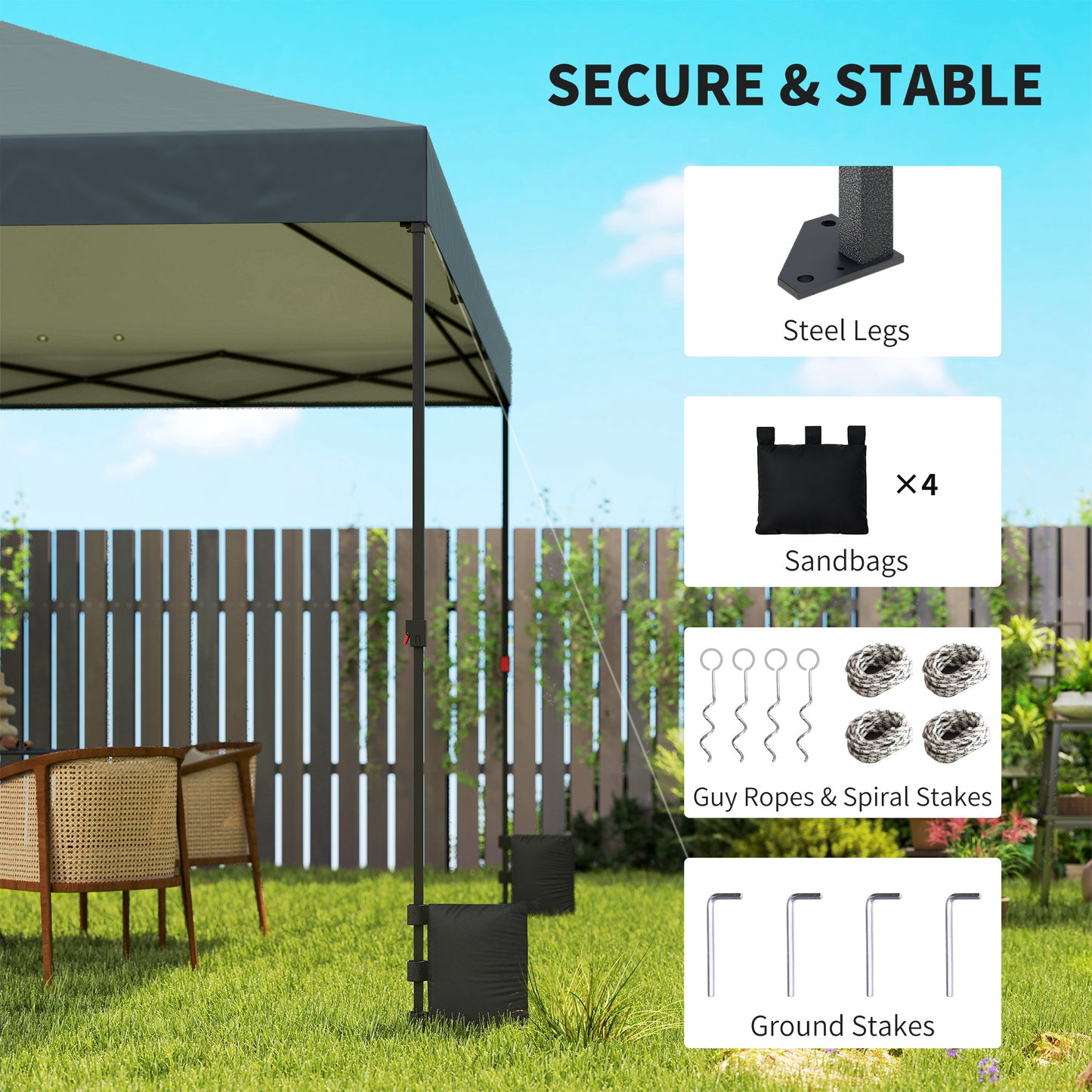 10x10 ft Pop Up Canopy Tent - Portable Outdoor Shelter, Dark Gray