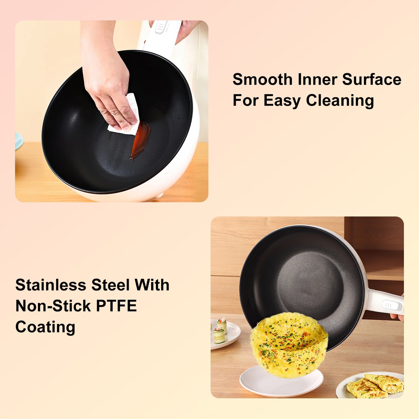 Electric Hot Pot with Steamer - Portable Non-Stick Cooker
