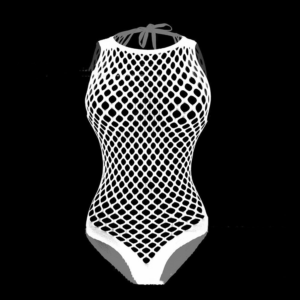 Women's Mesh Bodysuit Stockings Erotic Lingerie One Size - Black, White, Pink, Purple