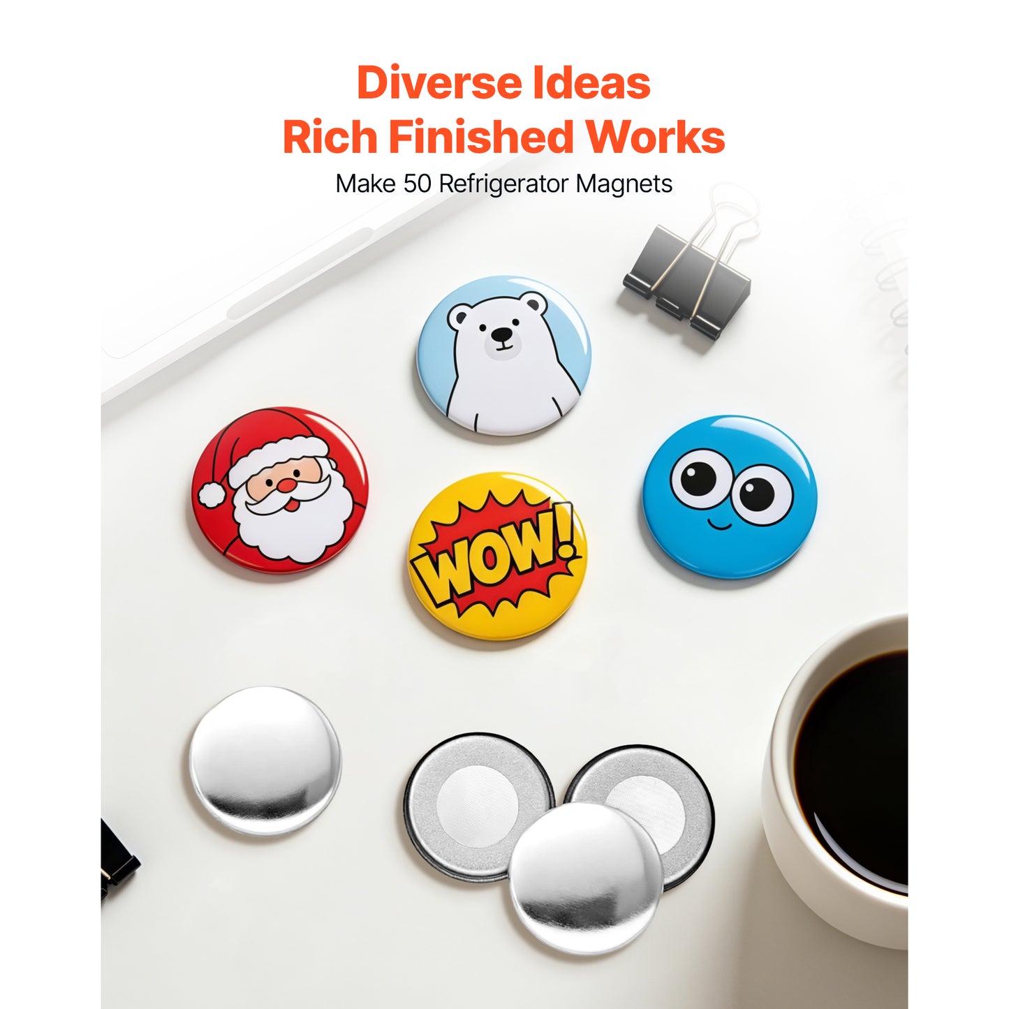 Refrigerator Magnet Button Maker Supplies 50 Sets - DIY Kitchen Decor