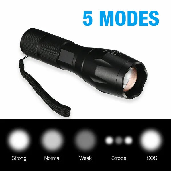 2-Pack Rechargeable LED Flashlight with Zoom Function