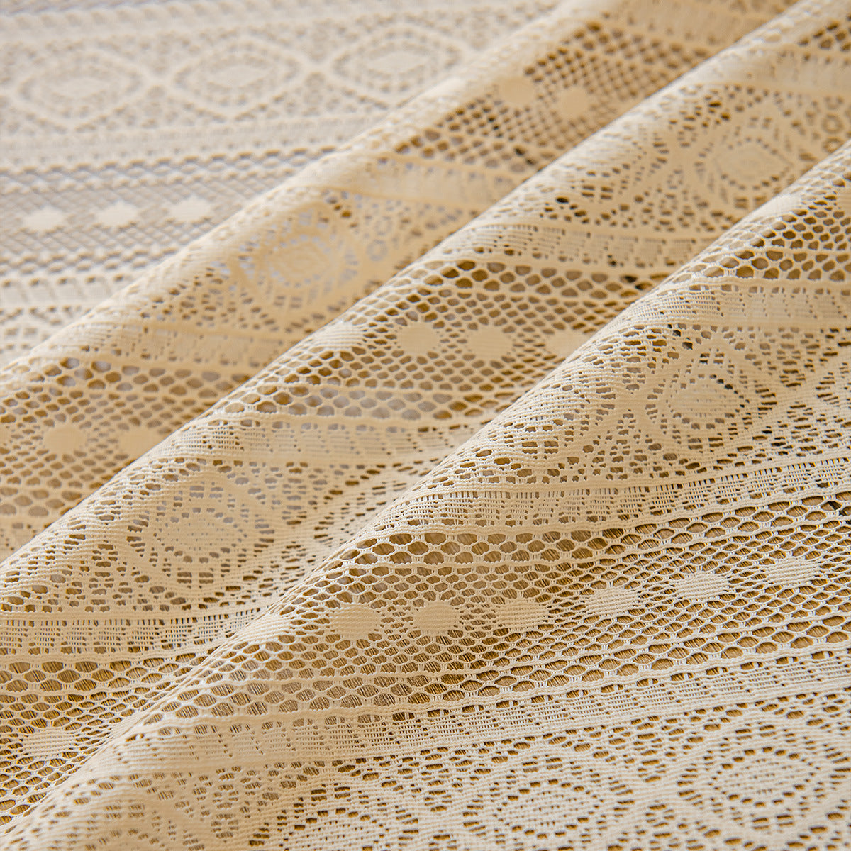 Wood Color Lace Mesh Curtains for Living Room & Bedroom - Bohemian Dots