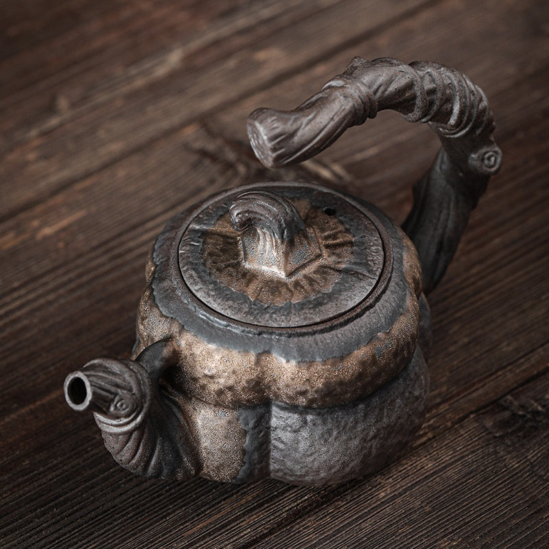Handmade Ceramic Teapot with Pumpkin Style - 260ml Kung Fu Tea Maker