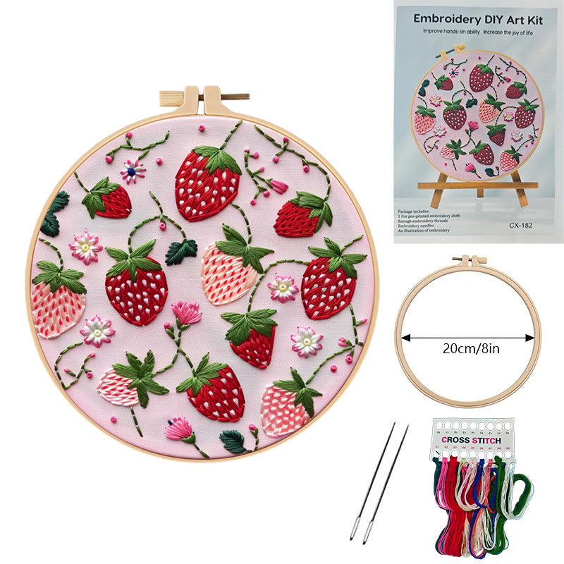 European Embroidery Material Pack with Embroidery Frame for Cross-Stitch Crafts