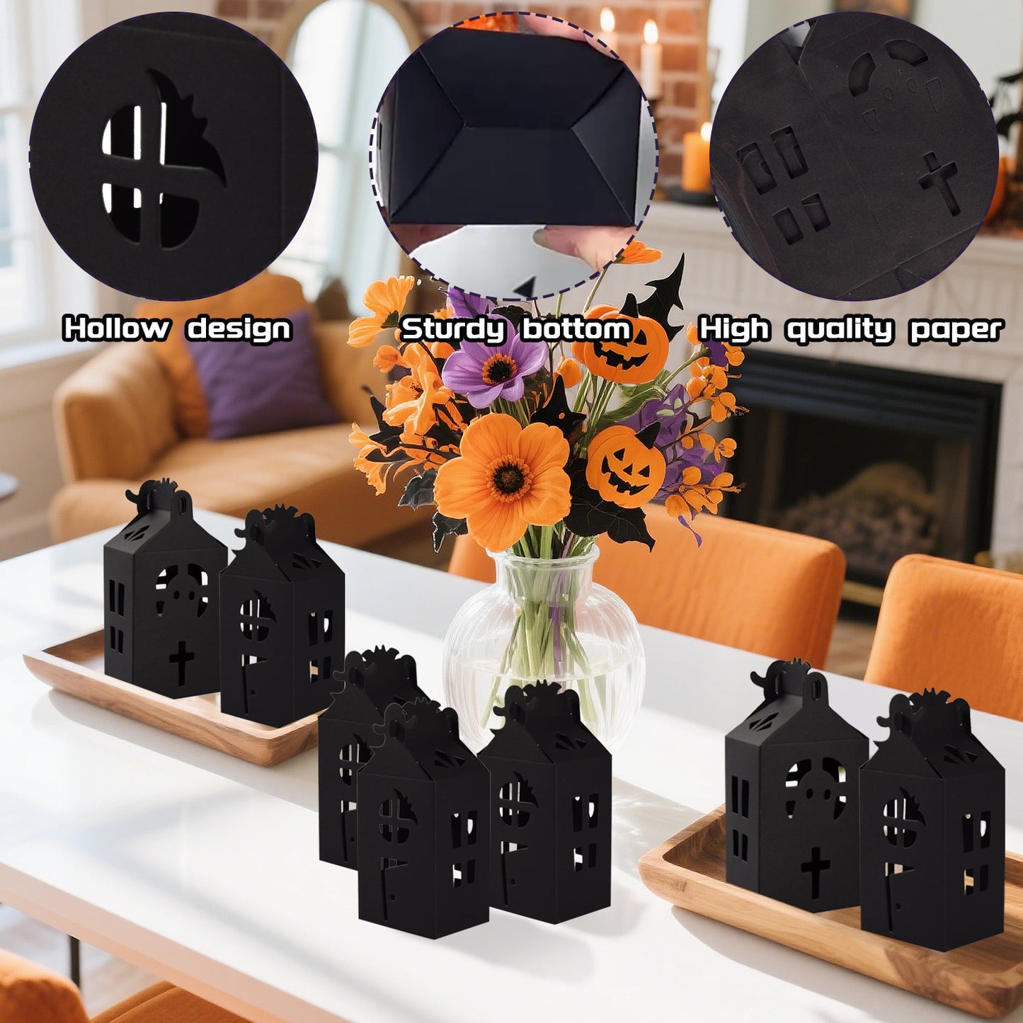 20 Halloween Candy Boxes - Black Paper Party Supplies
