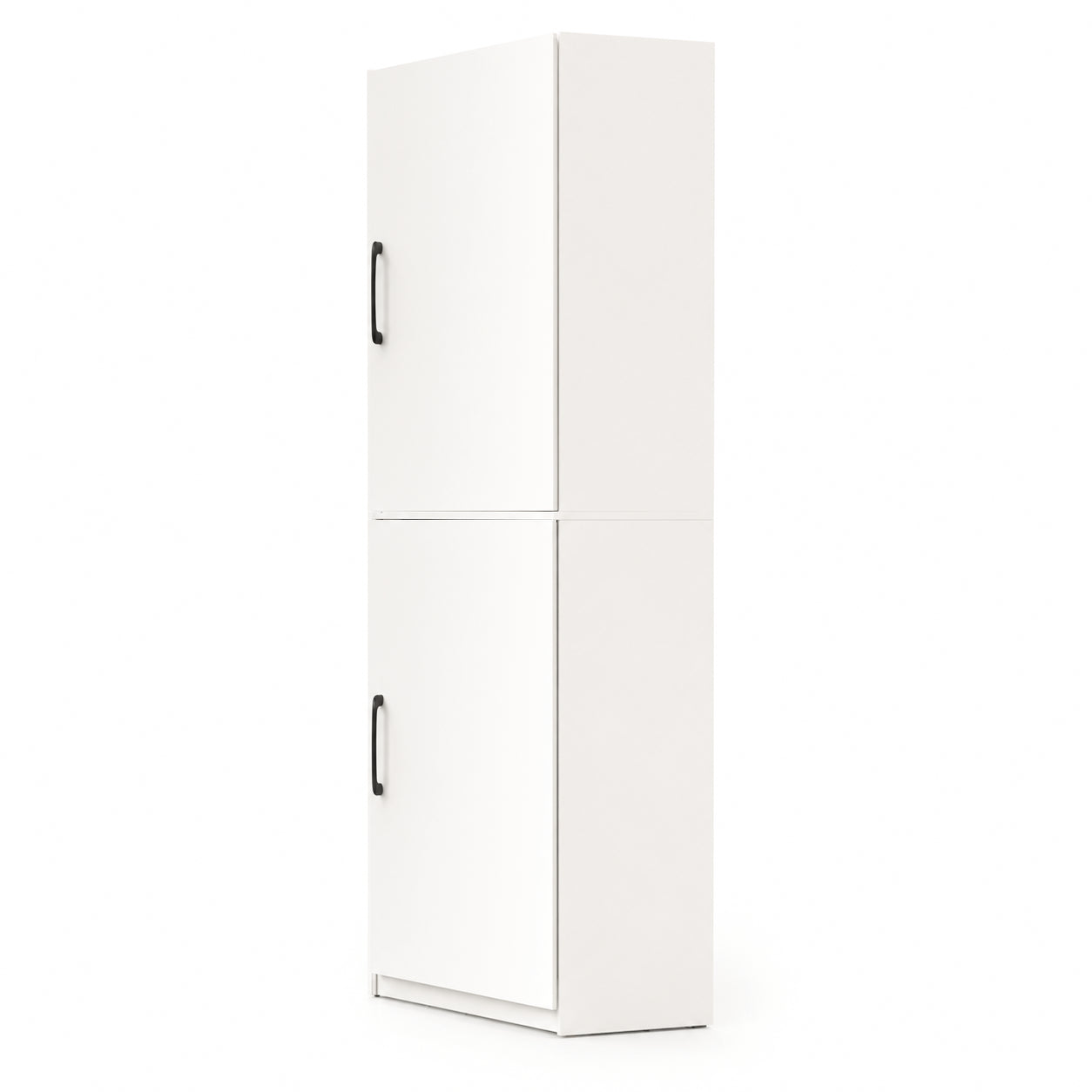 White Corner Kitchen Pantry Cabinet - 70.87" Tall L-Shaped Storage