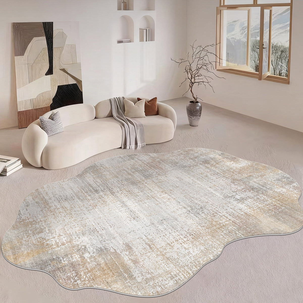 Irregular Shaped Cashmere-Like Water and Oil Absorbent Carpet for Living Room