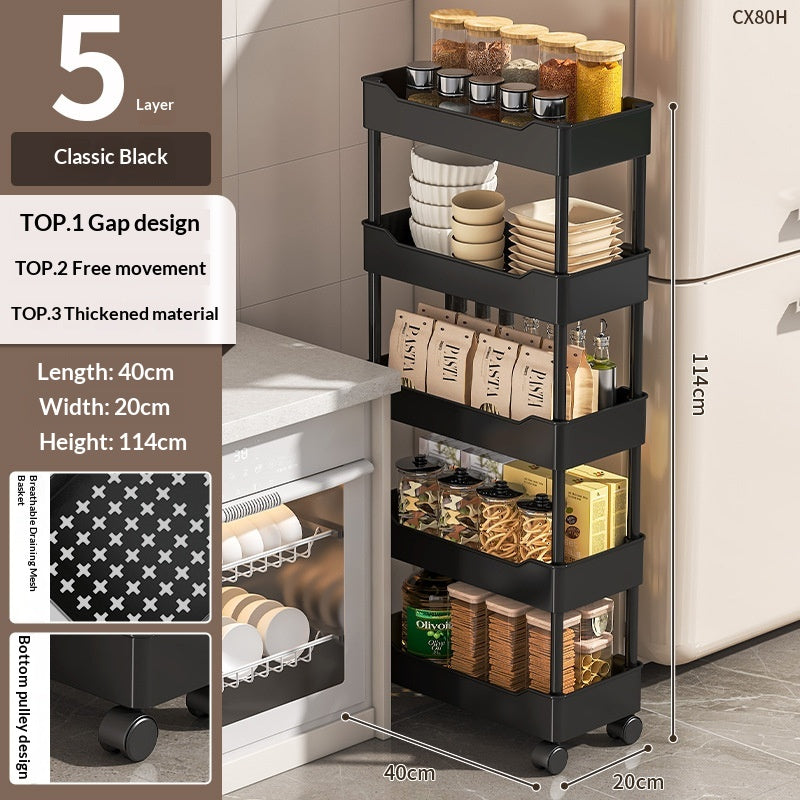 Multi-Layer Rolling Storage Cart with Wheels for Kitchen Bathroom Organization