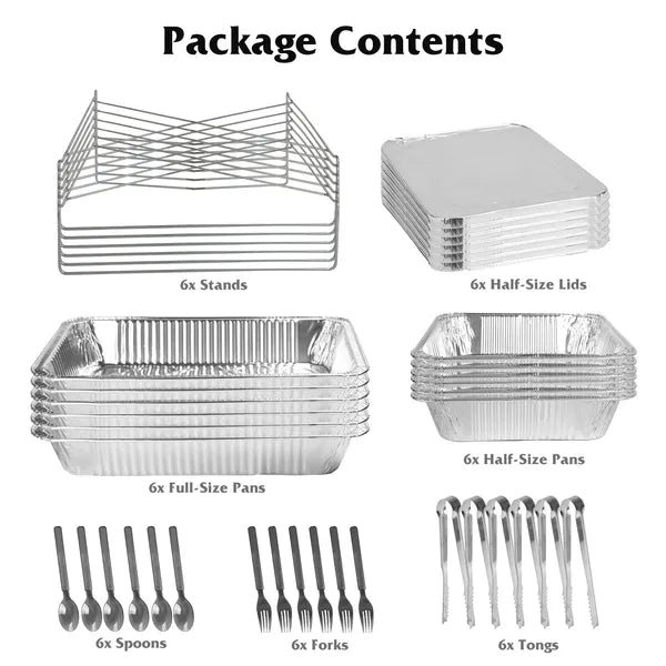 42-Piece Disposable Chafing Dish Set with Utensils & Lids