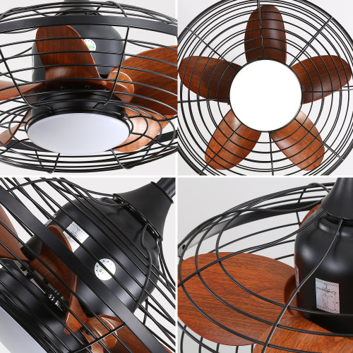 20 Inch Outdoor Ceiling Fan with LED 18W 3CCT Reversible DC Motor Black