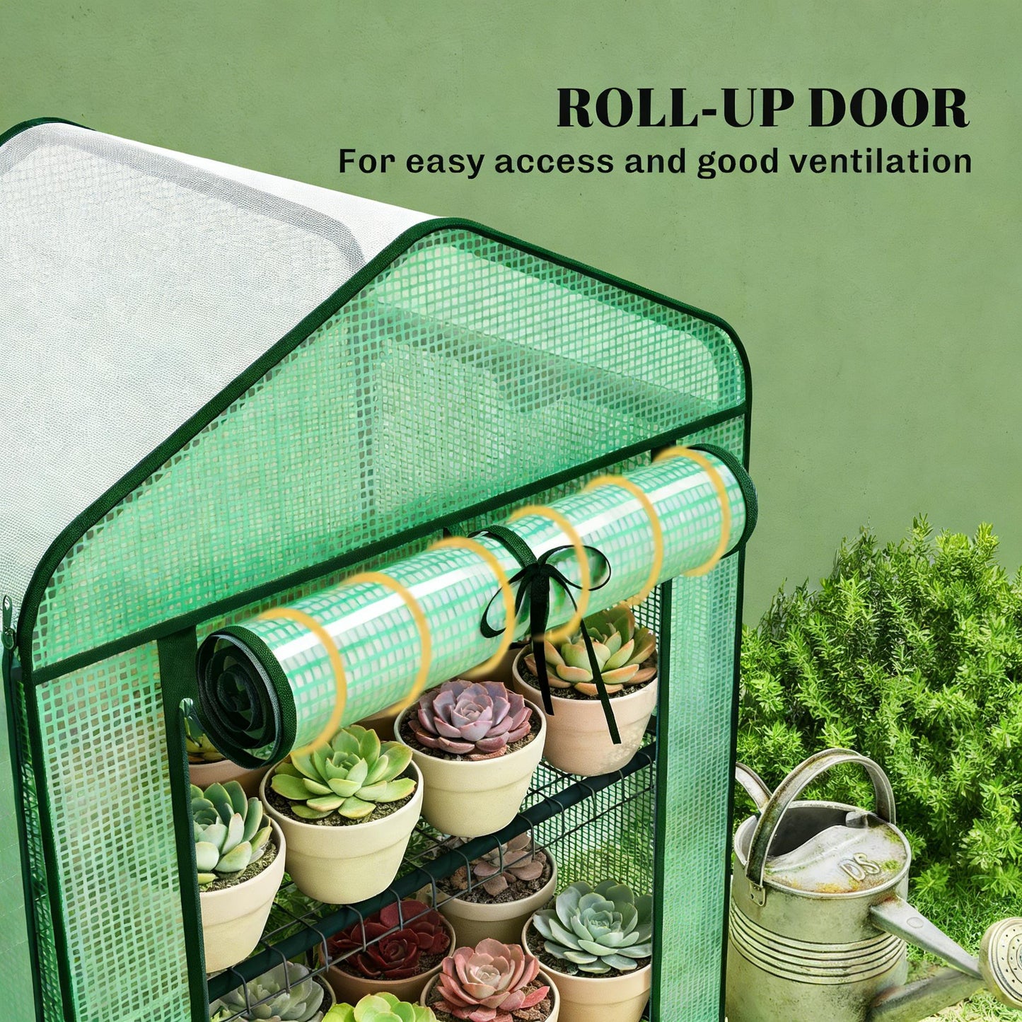 Mini Greenhouse - 3-Tier Plant Shelf with Double-Layer Roof