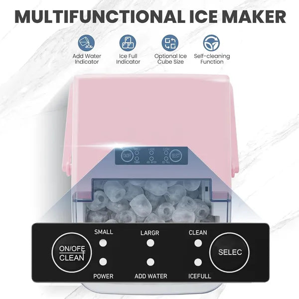 Portable Countertop Ice Maker with Handle, 26lbs/24H Self-Cleaning Compact Ice Machine for Home and Travel