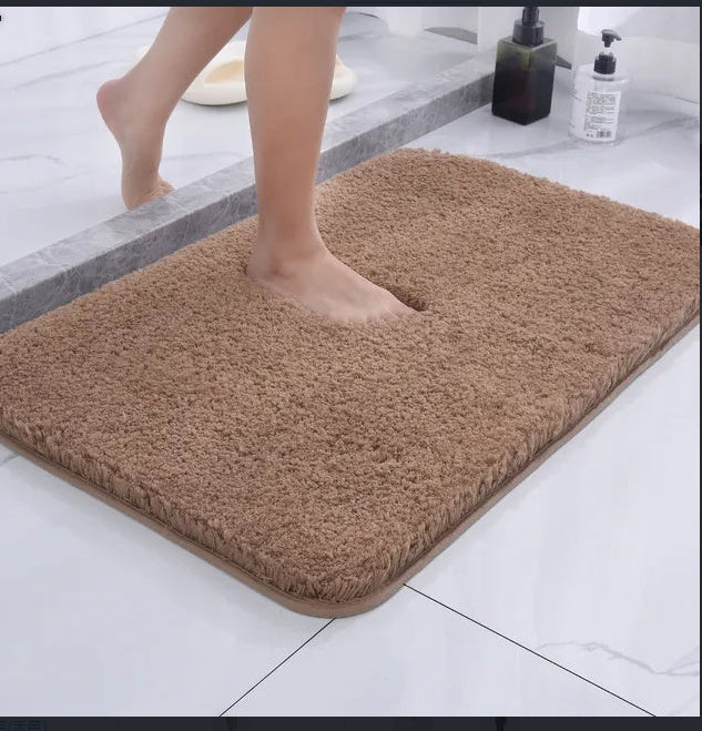 Long Wool Chenille Floor Mat Absorbent Non-Slip Bathroom and Bedroom Carpet