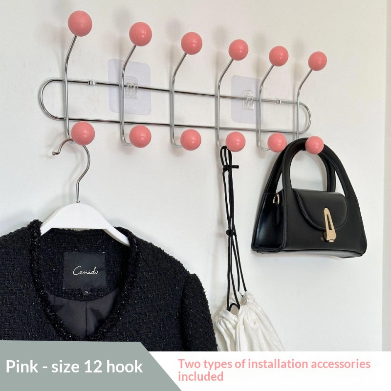 Nordic-Style Wall-Mounted Metal Coat Hook Rack - No-Drill, Modern Home Storage